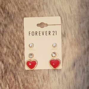 Red Valentine Heart Earrings W/ Gold Colored Trim